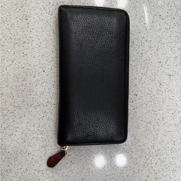 Coach Dark Brown Leather Monogram Gold Hardware Zippered Wallet - Picture 9 of 13